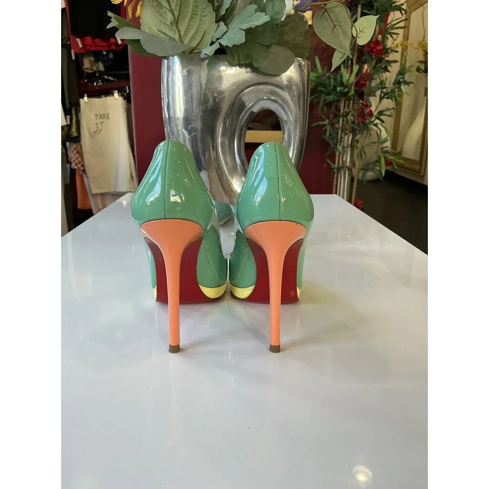 Louboutin Green Colorblock Heels - Picture 3 of 7